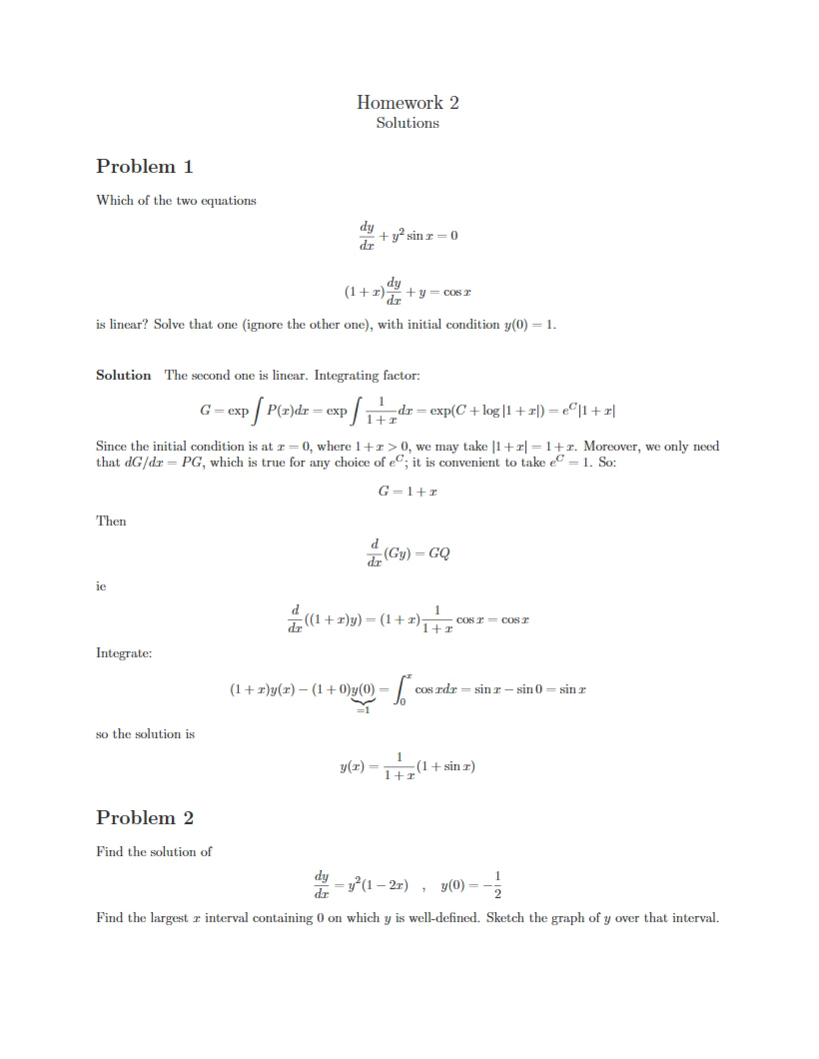 Solutions for HW 2
