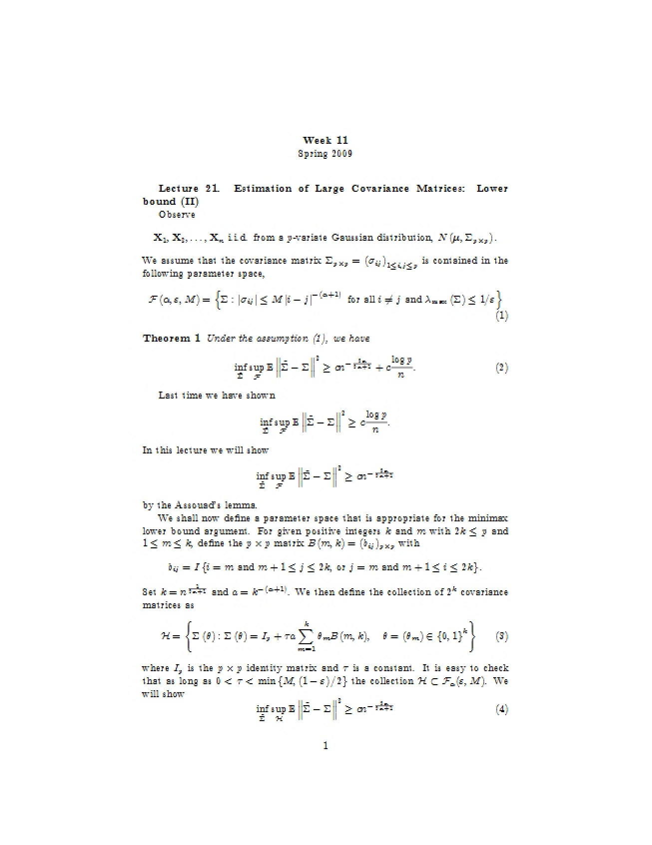 Large Covariance Matrices Estimation Lower Bound II