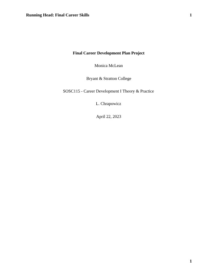 Career Development Plan Final Project