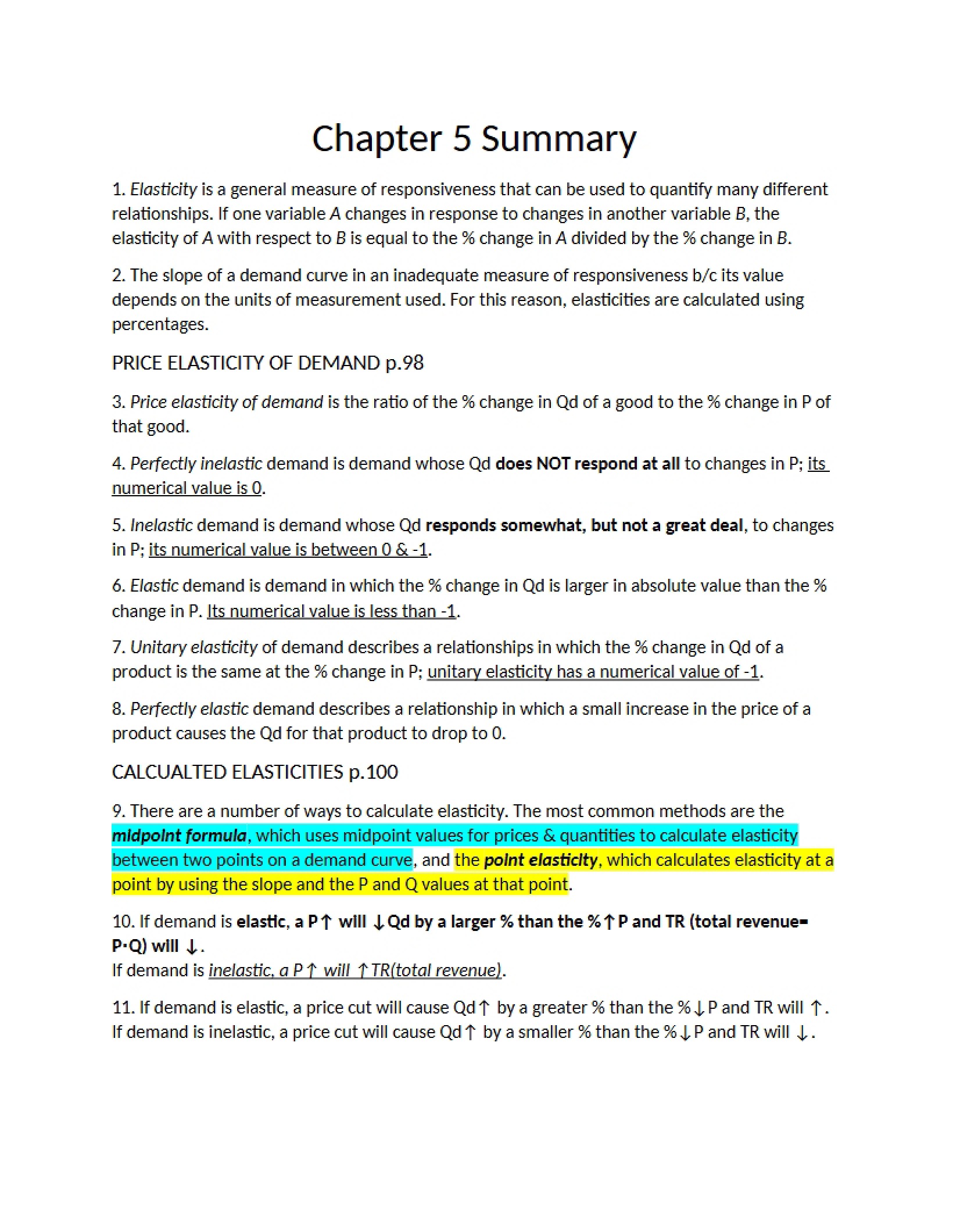 Microeconomics Chapter 5