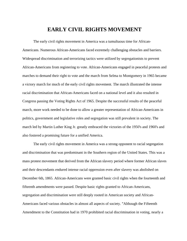 The Early Civil Rights Movement - Overcoming Discrimination
