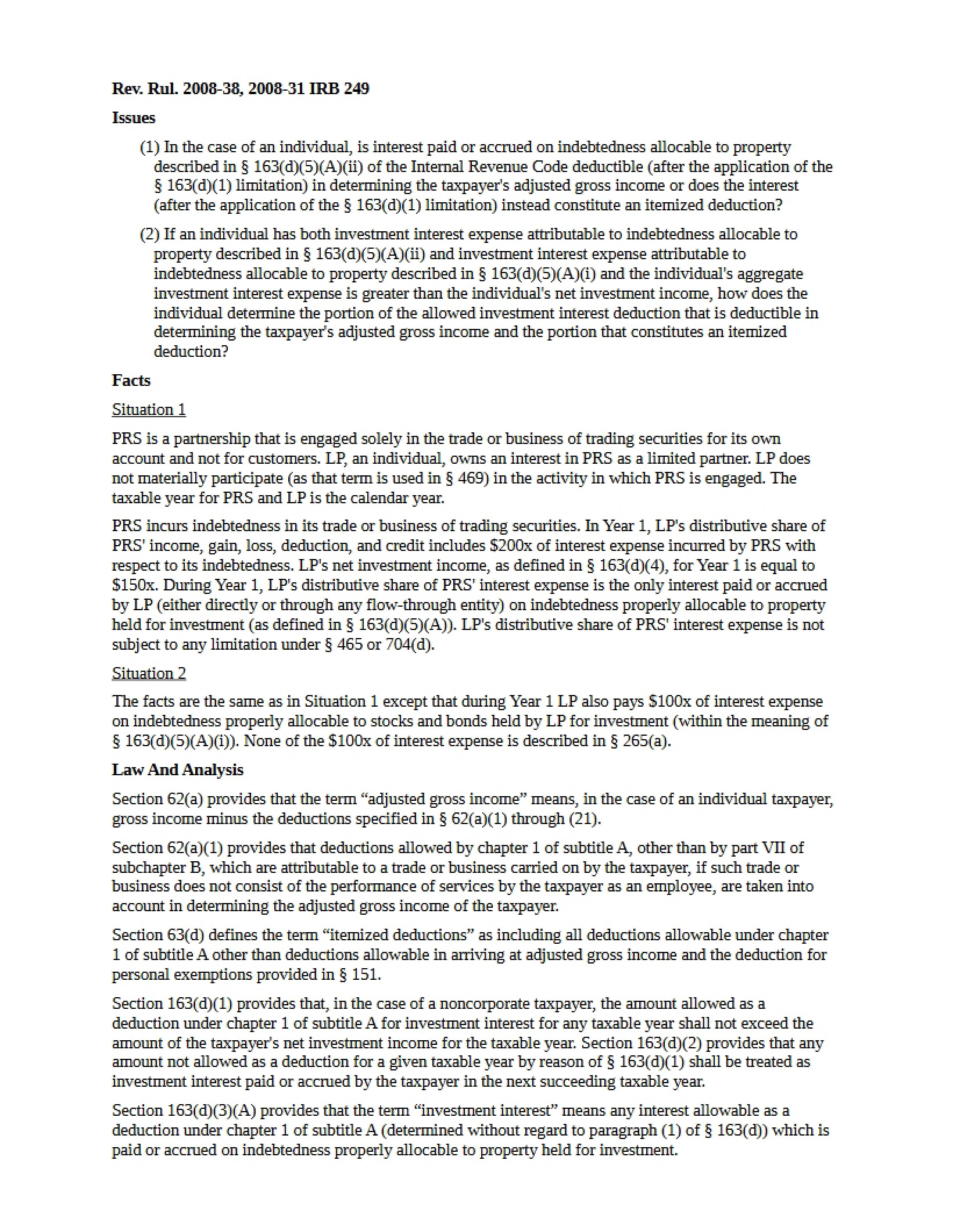 Tax Issues Analysis