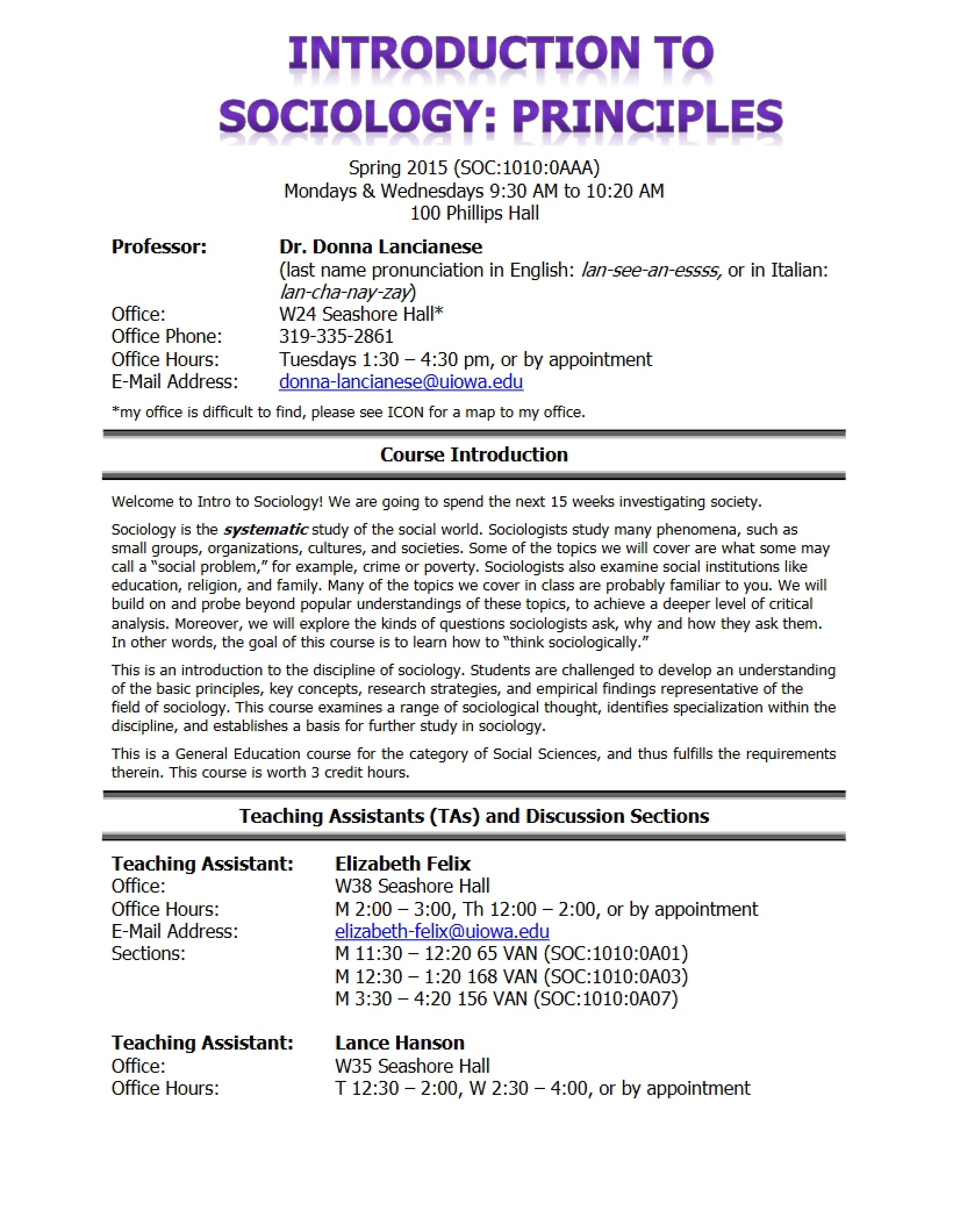Course Syllabus