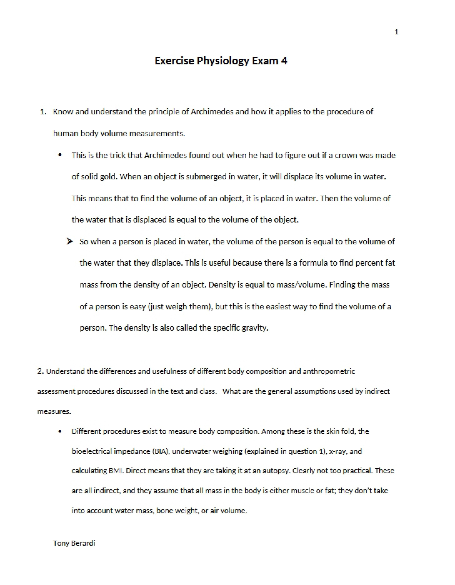 Exercise Physiology Test 4
