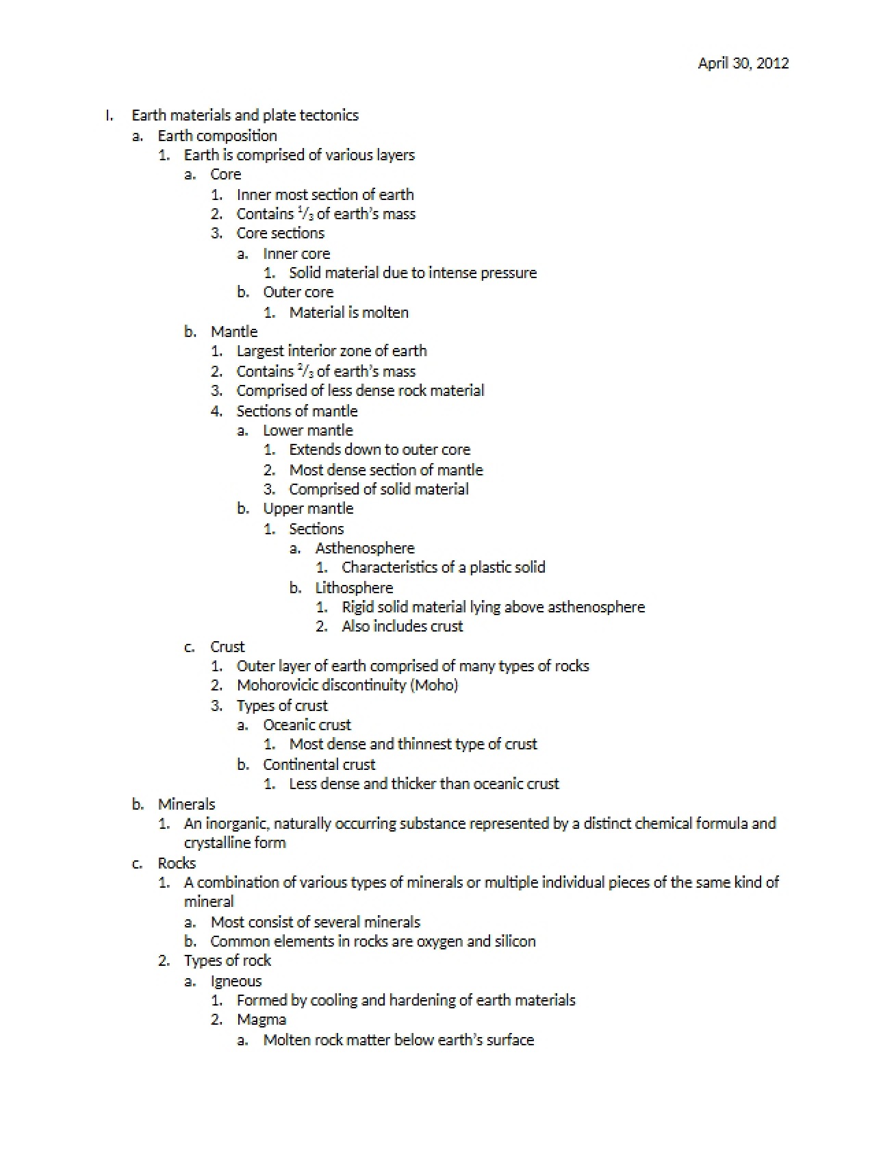 Class Notes Physical Geography