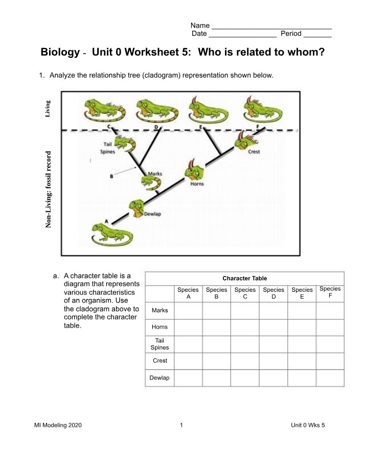Who is Related to Whom - Biology Unit 0 Worksheet 5
