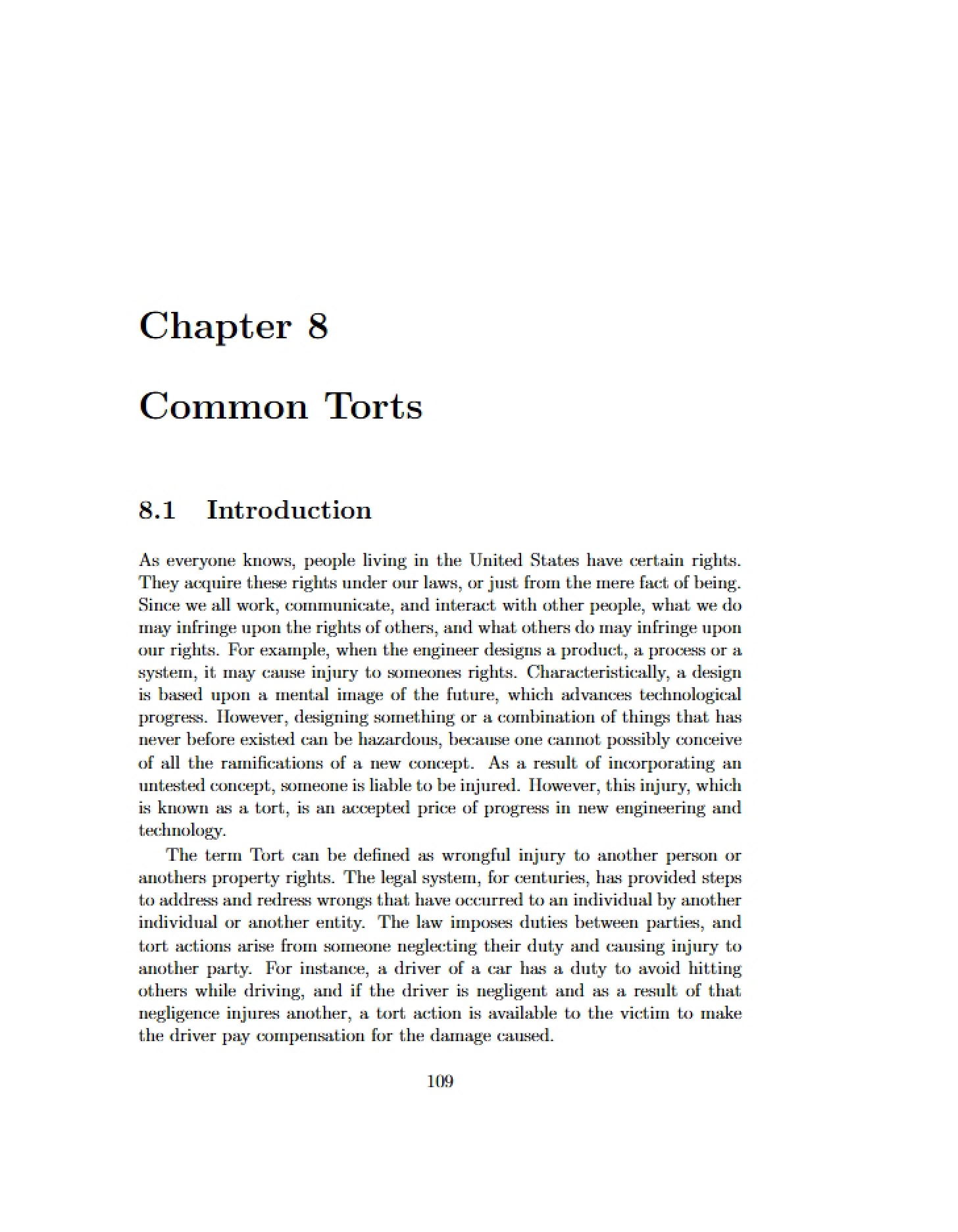 Common Torts (Chapter 8)