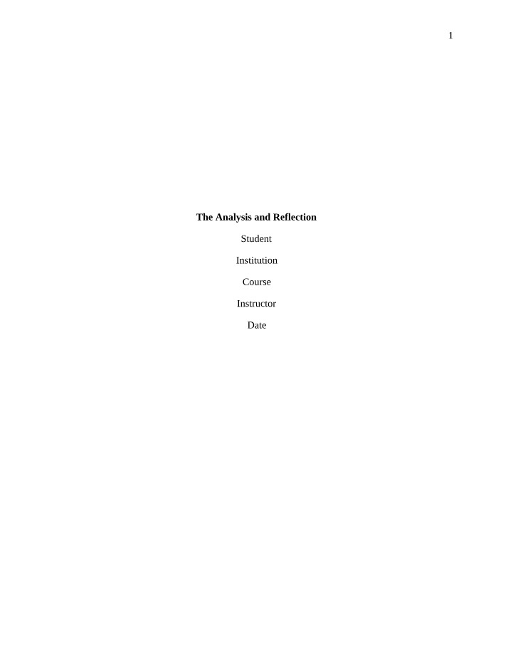 Reflection and Analysis