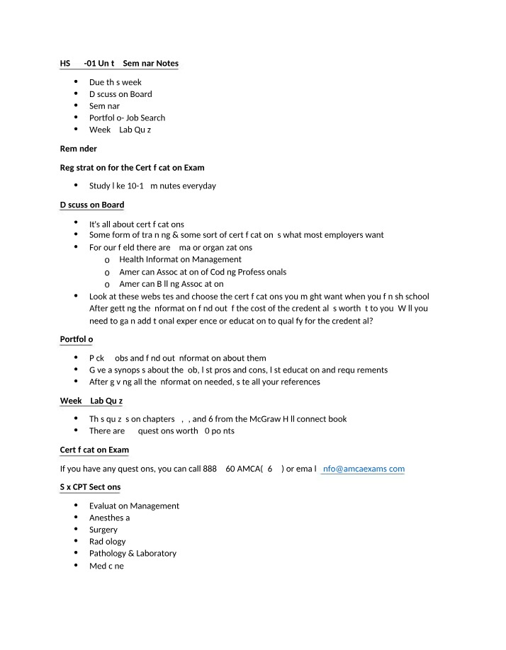 HS292 Unit 3 Seminar Notes