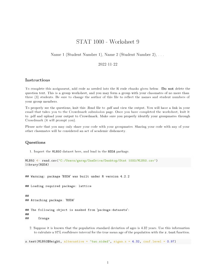 Unit 9 - Worksheet