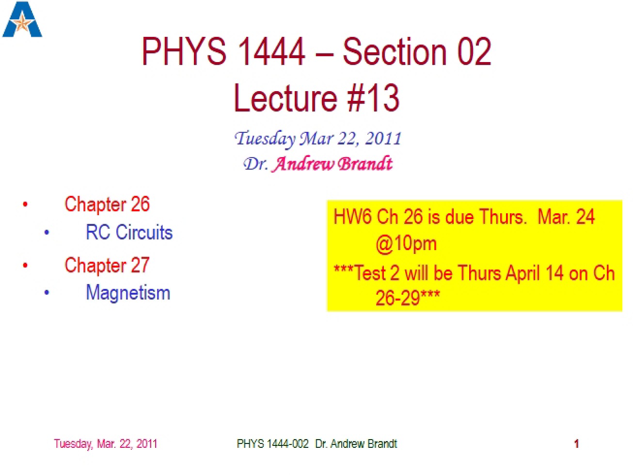 Notes from Lecture - 11 Pages