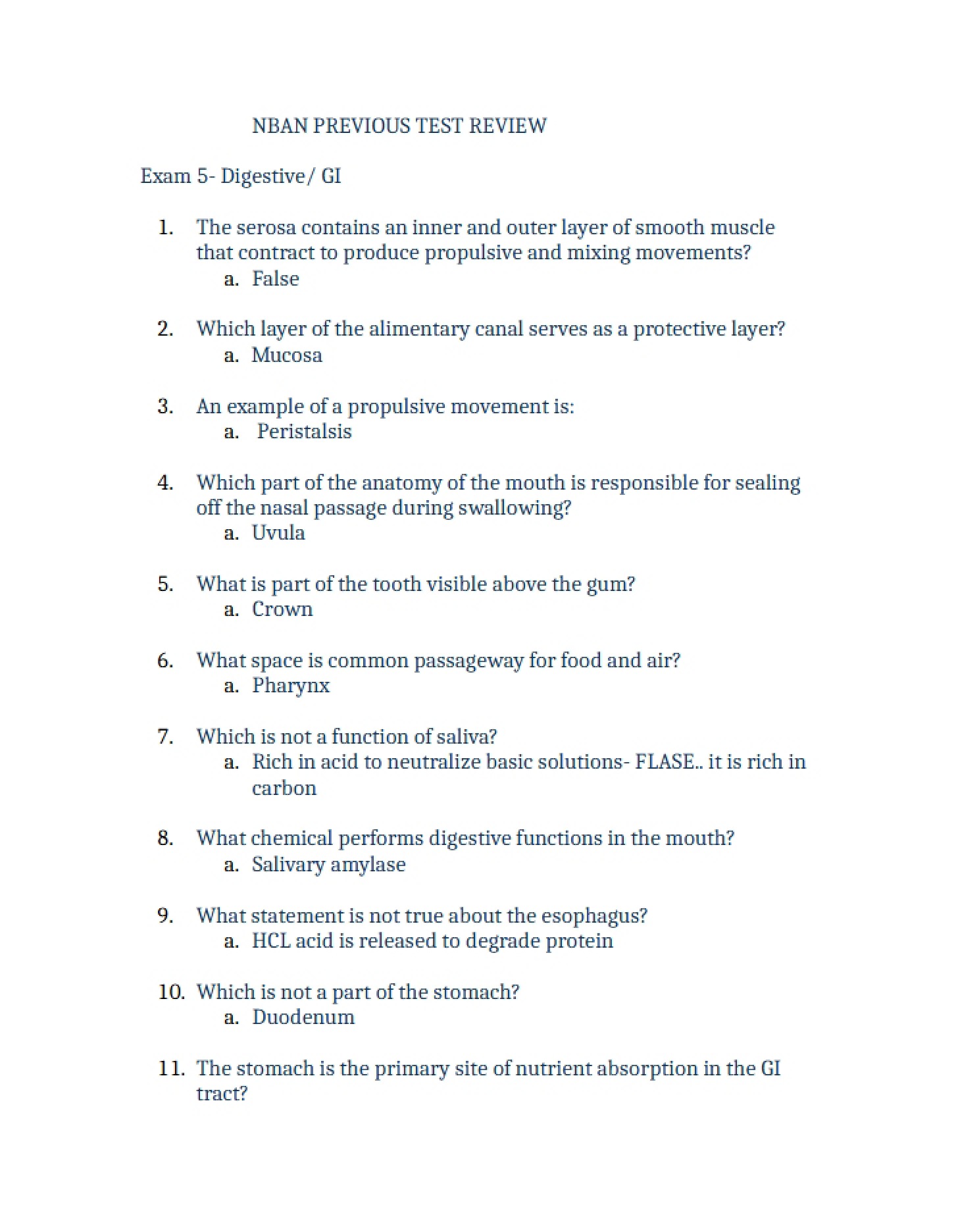 Practice Questions Exam 5 (NBAN)