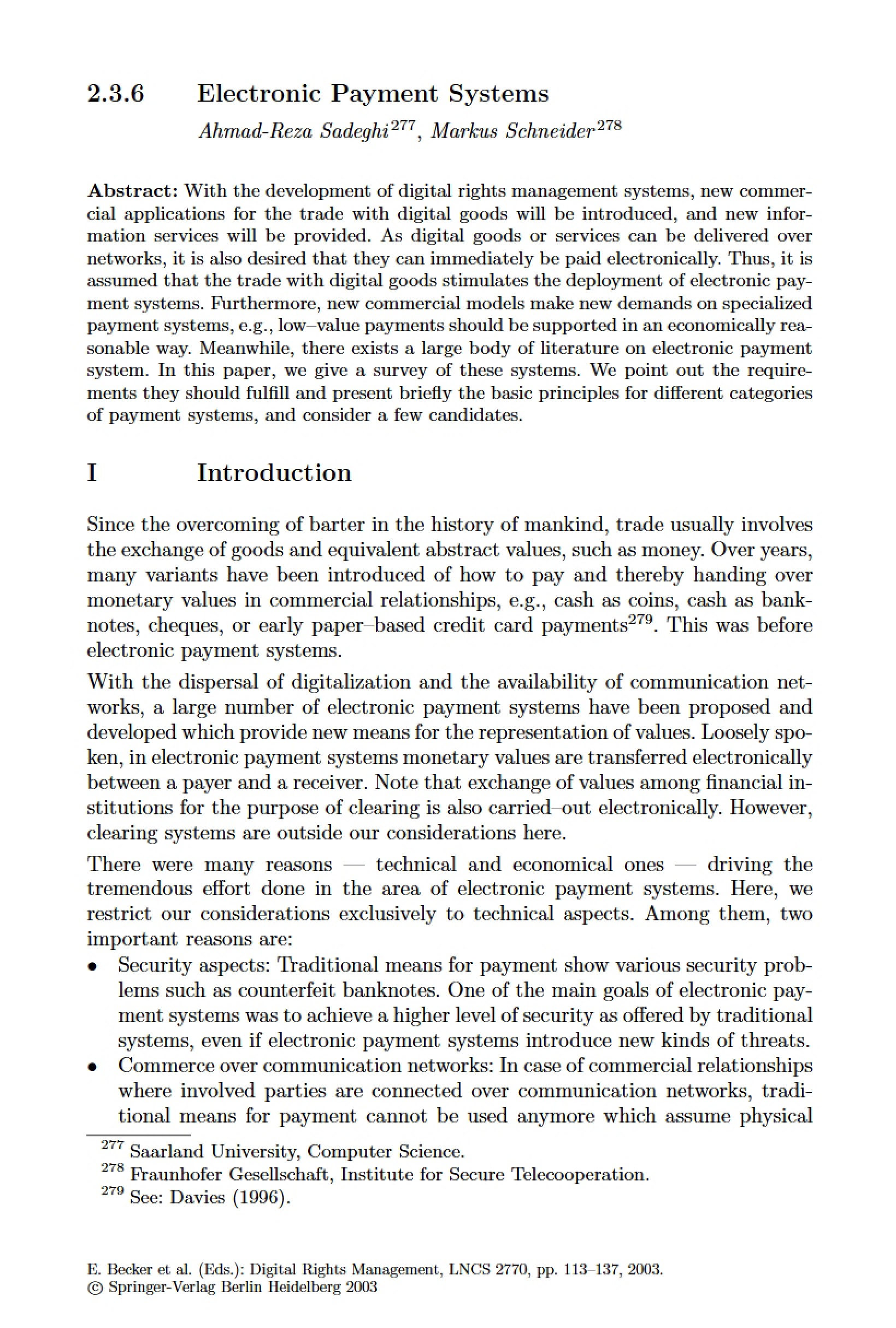 Systems for Electronic Payment