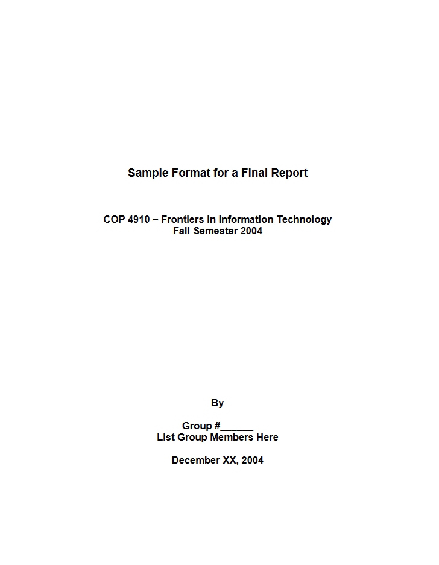 Final Report Format Sample