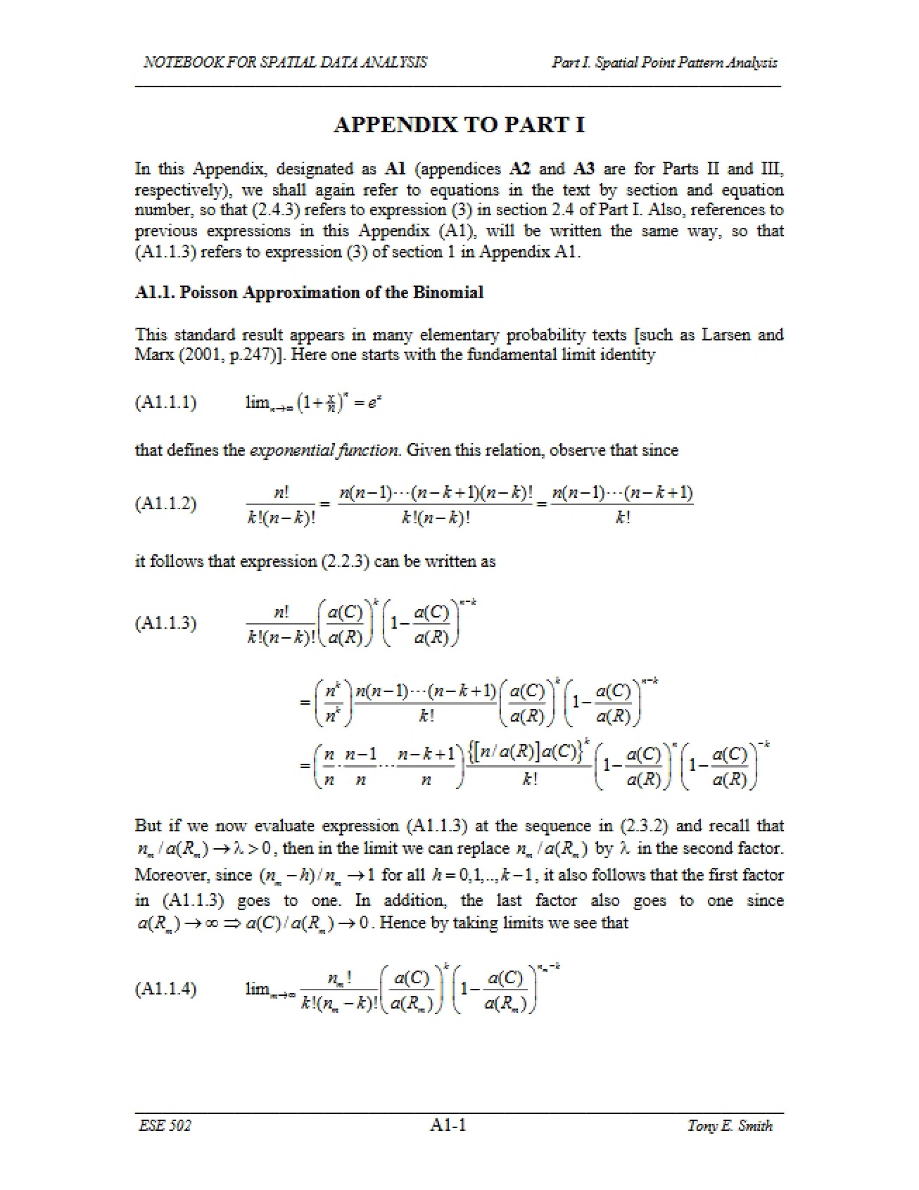 Appendix to Part One