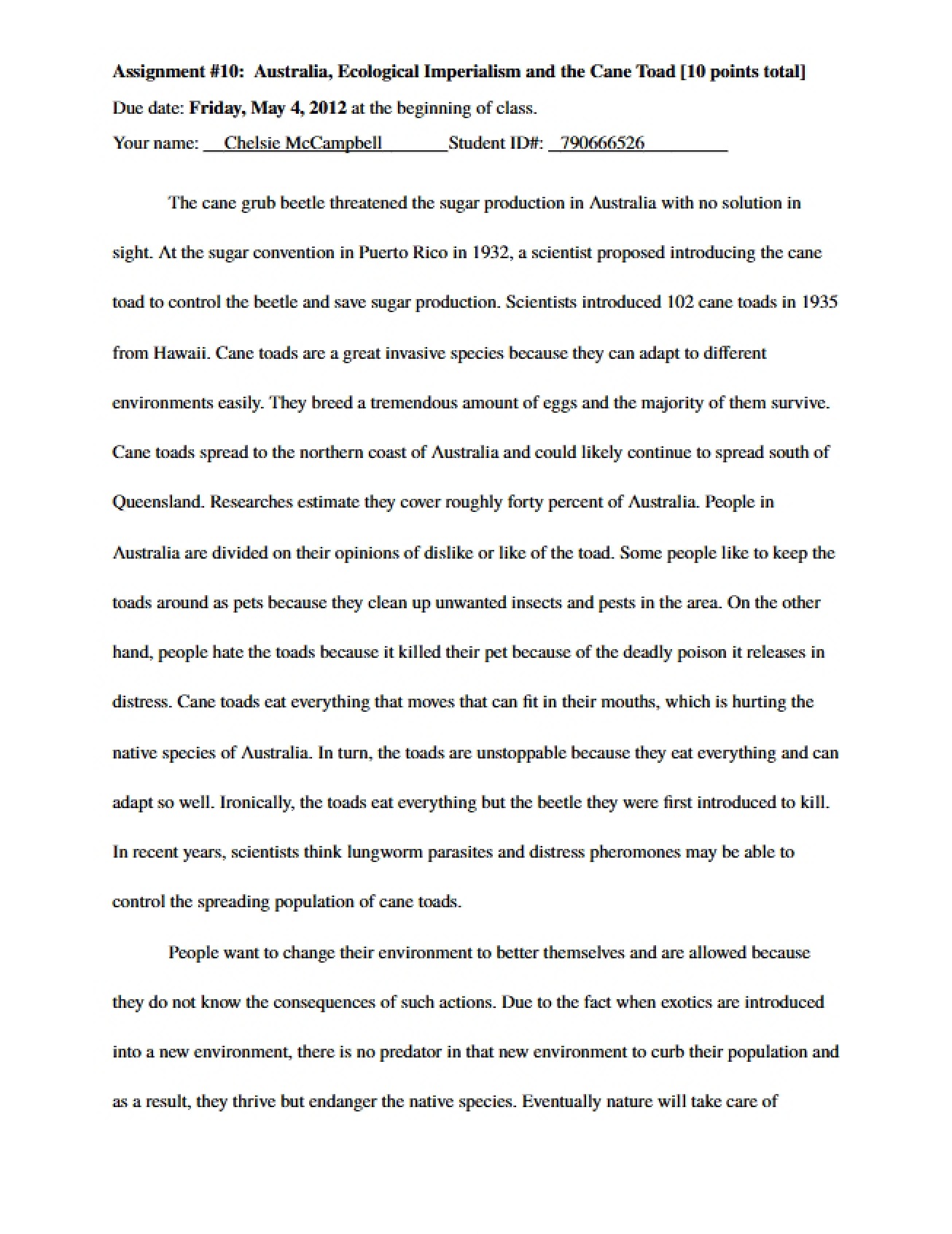 Tenth Assignment