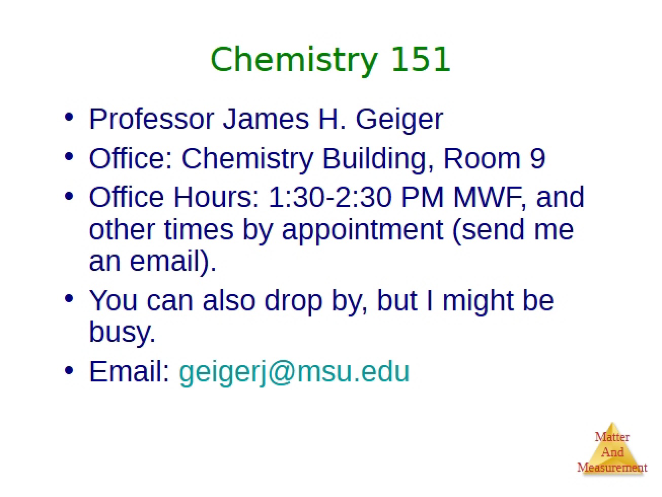 Descriptive Chemistry Lecture Slides