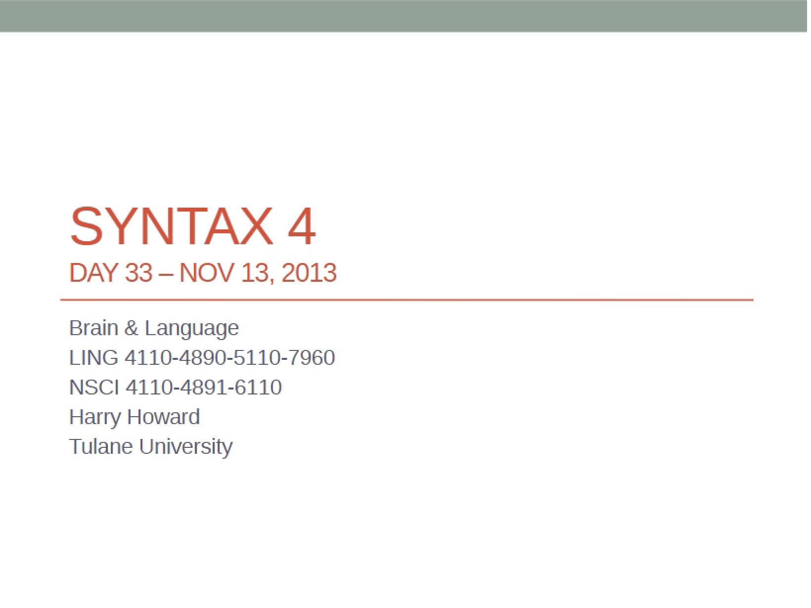 Fourth Syntax Lecture