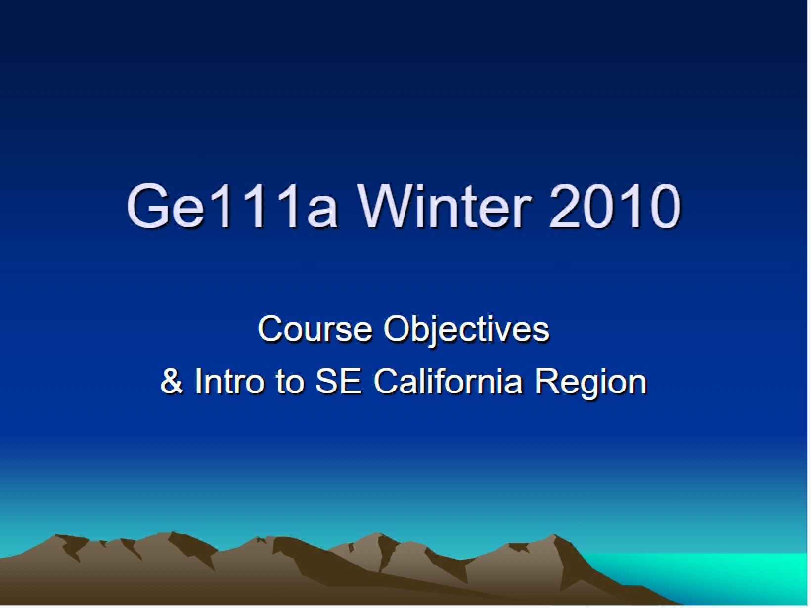 Field Course Objectives