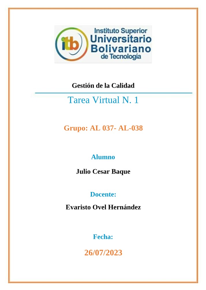 Tarea Virtual 1 de Gestión de la Calidad