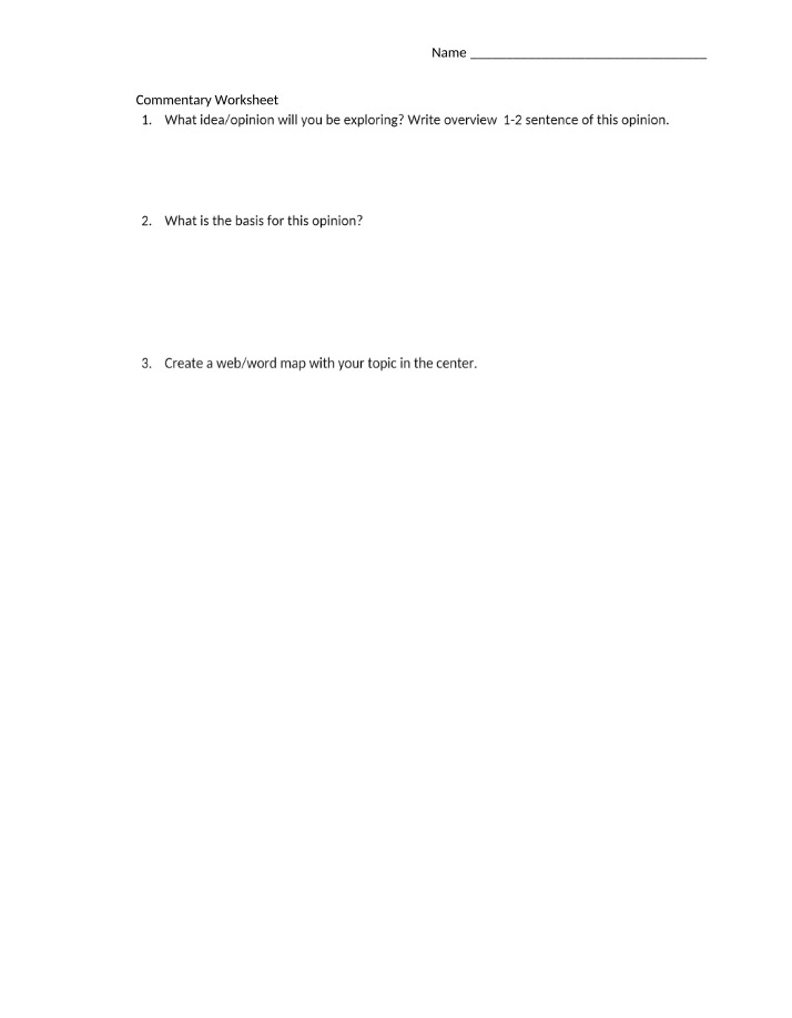 Worksheet for Commentary