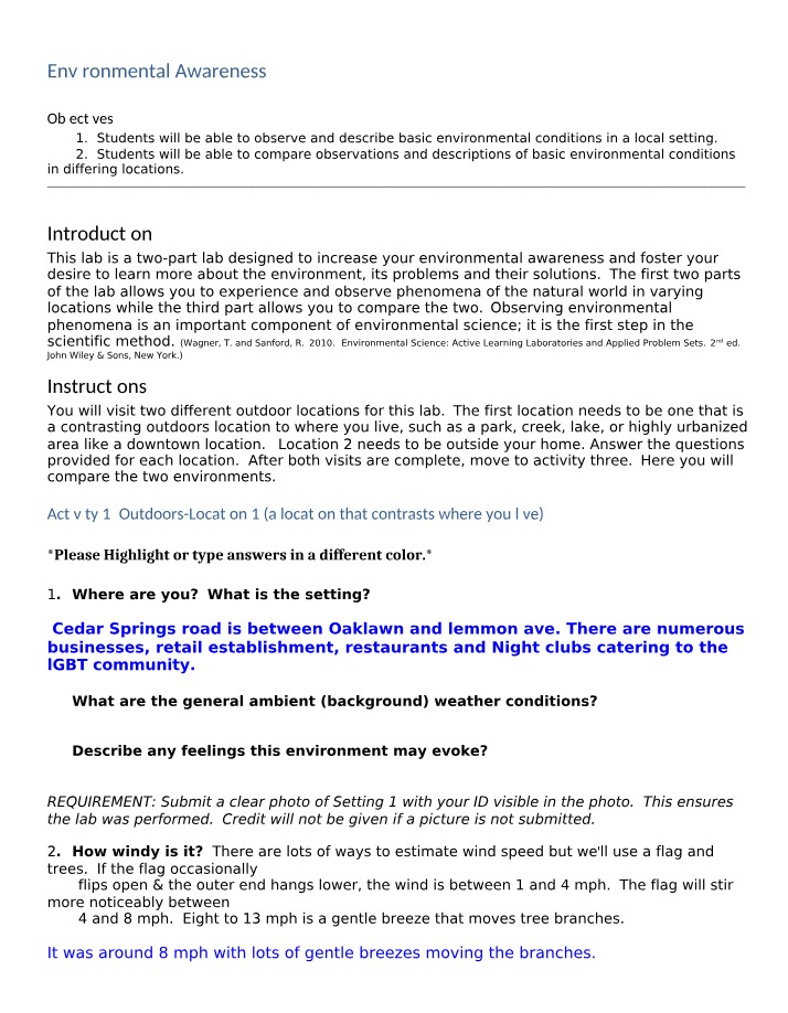 Lab Report - Enhancing Environmental Awareness