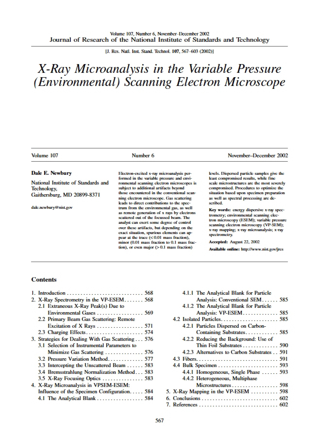 Variable Pressure SEM X-Ray Microanalysis