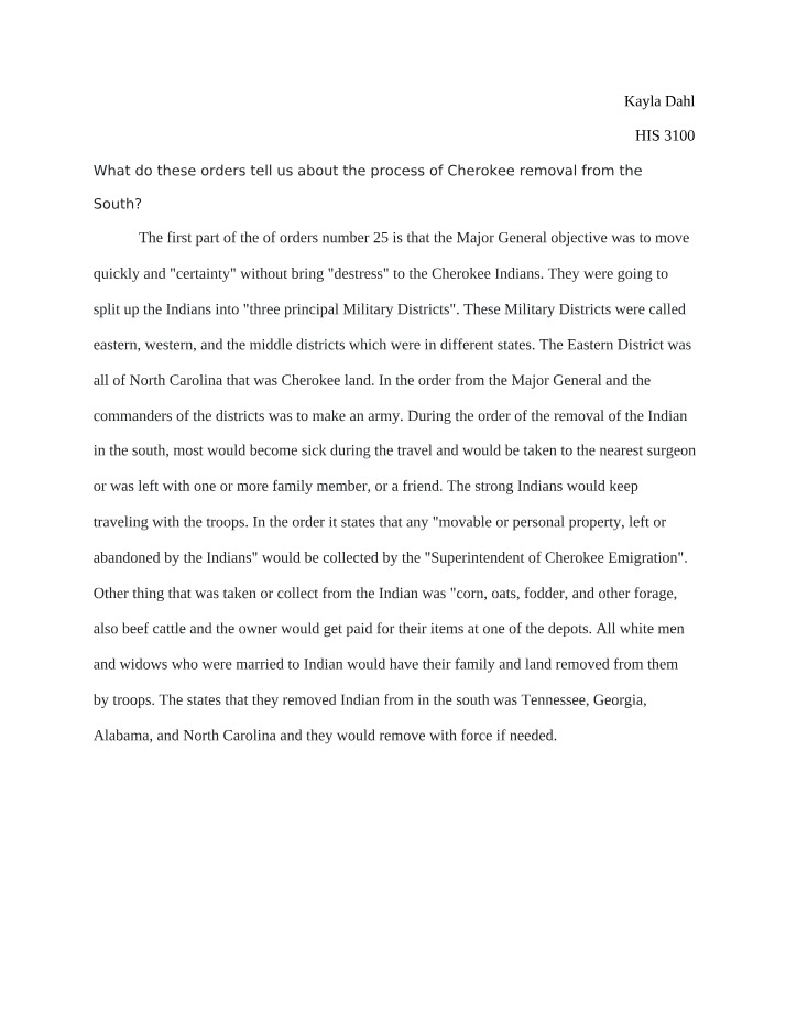 The Process of Removing the Cherokee from the South