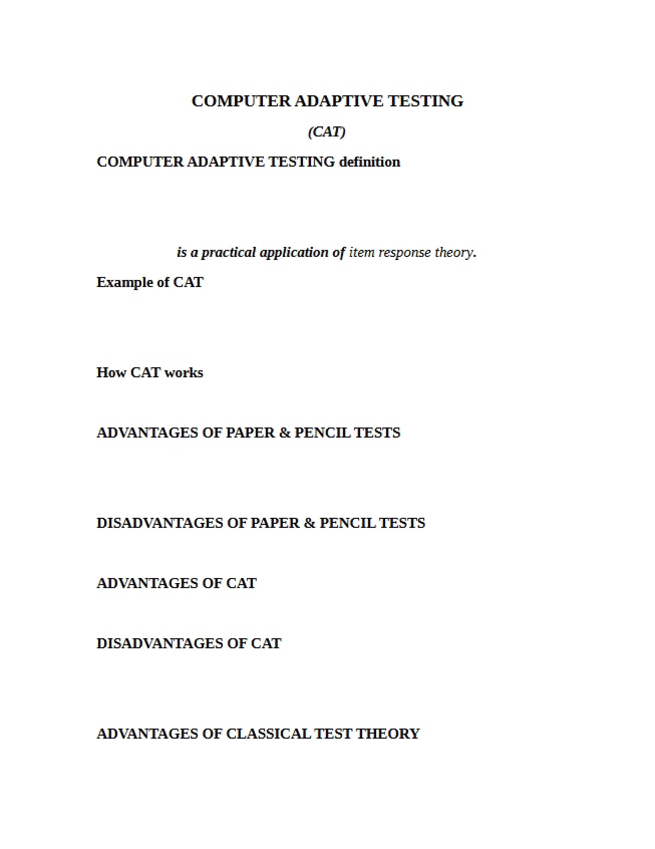 Adaptive Testing via Computer