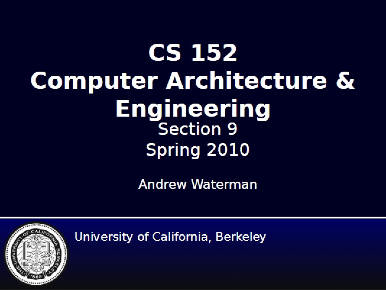 Problem Set for CS 152