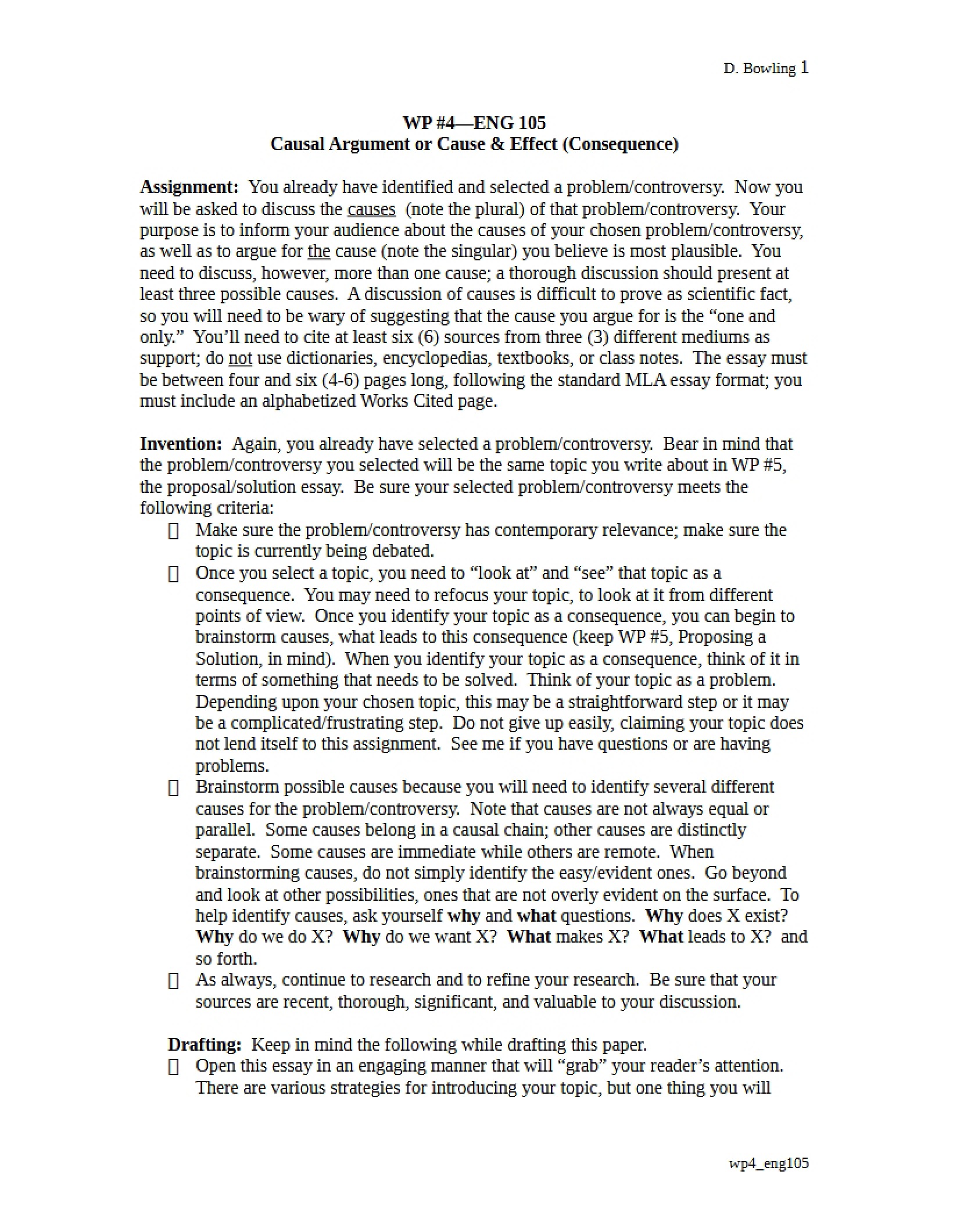Cause and Effect Causal Argument