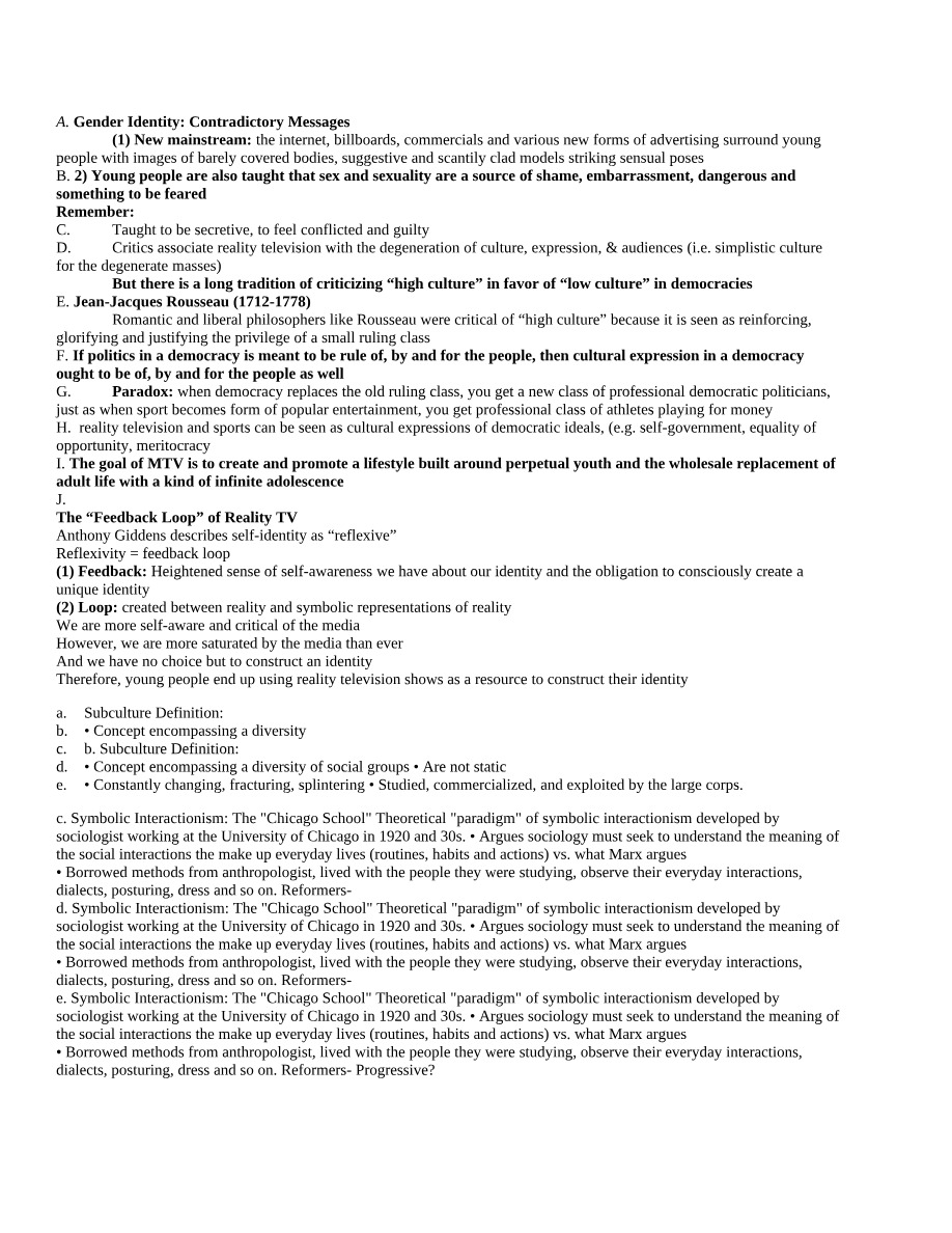 Class Notes - Sociology