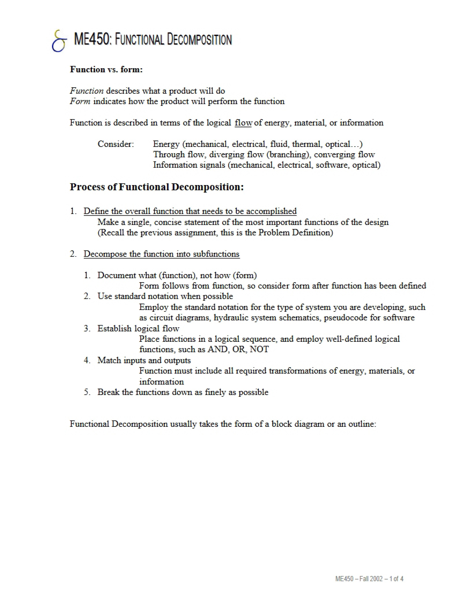 Decomposition of Functions