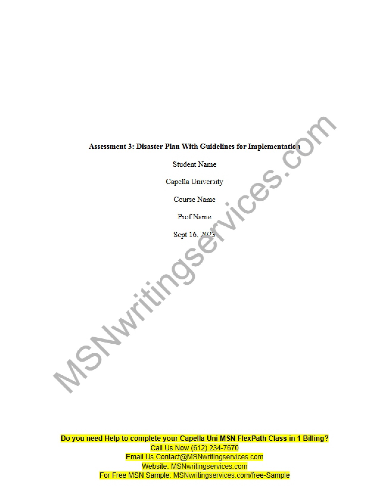 Disaster Planning Implementation Guidelines - Assessment 3 (v2)