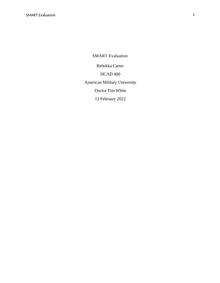 HCAD400 - SMART Evaluation