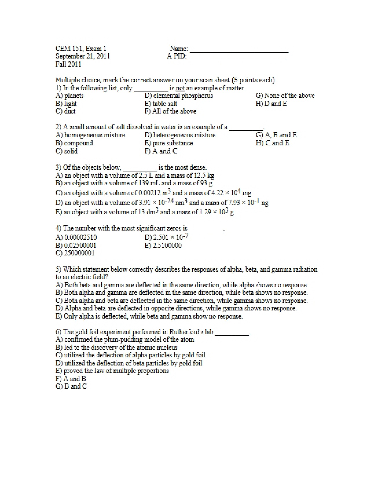 Finalized 2011 First Exam