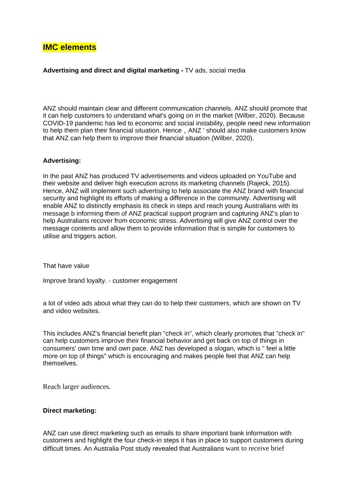 Communication Strategies for ANZ