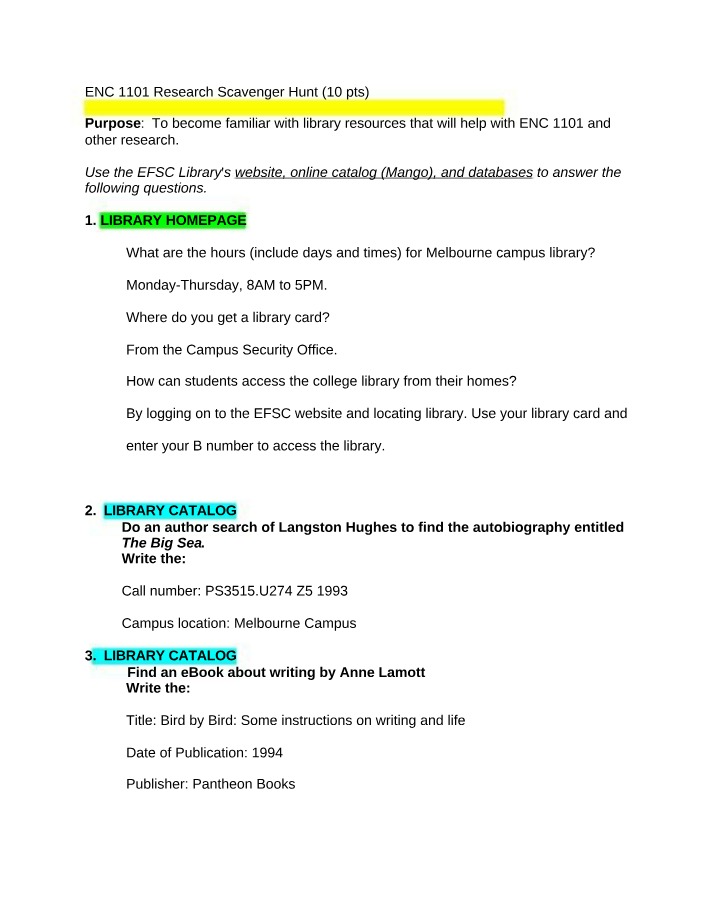 ENC1101 - Scavenger Hunt