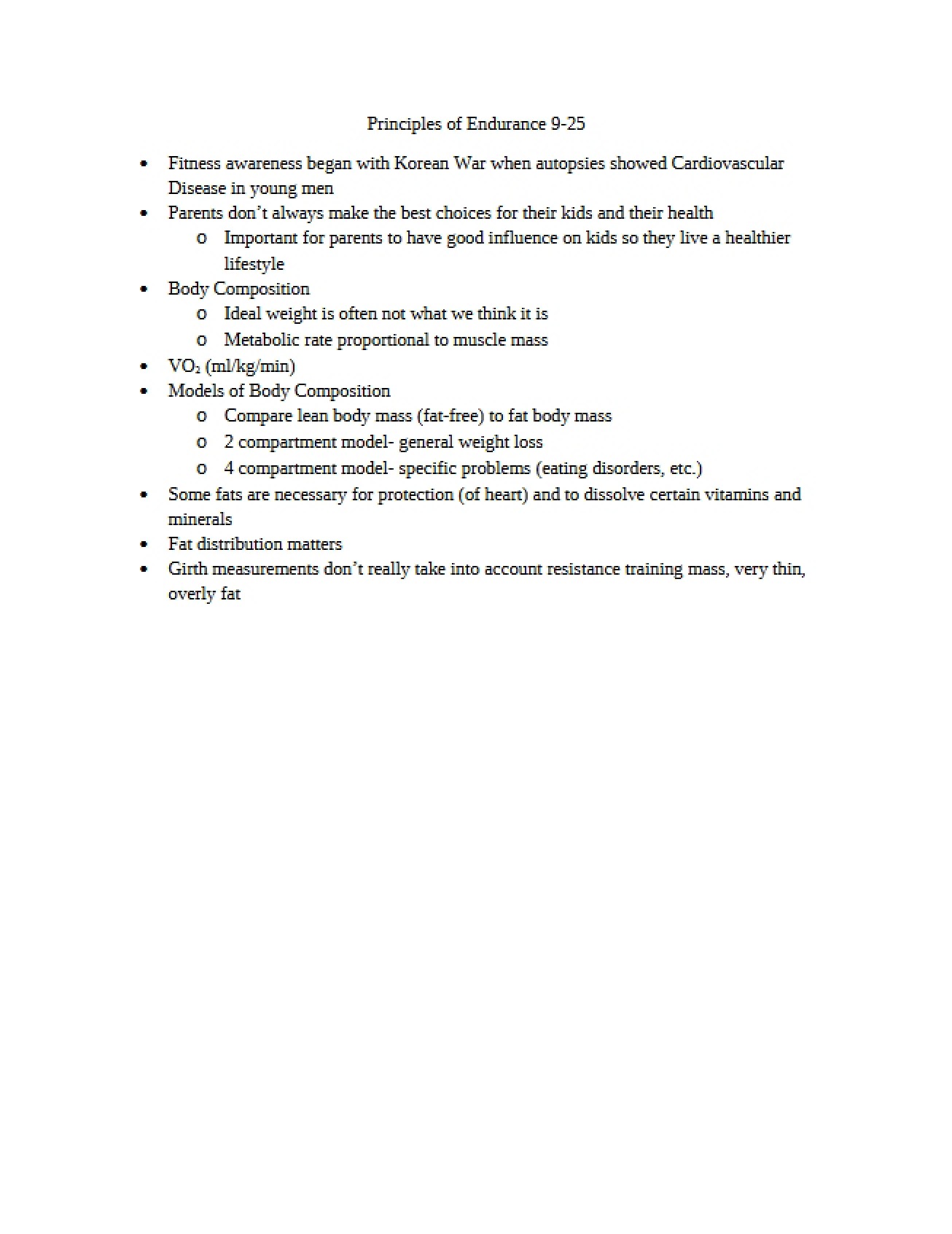 Study of Endurance Principles