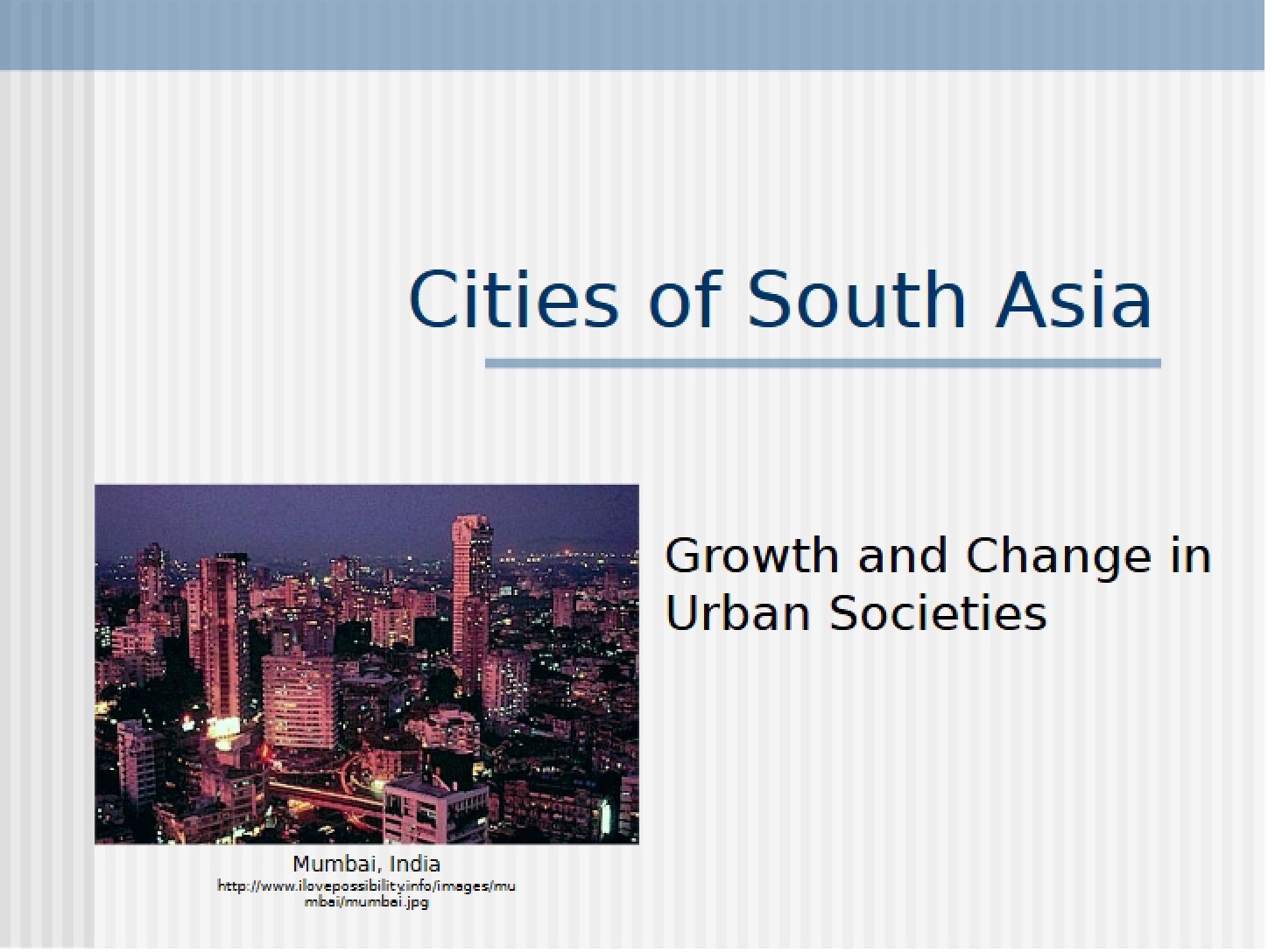South Asian Cities (Chap 9)