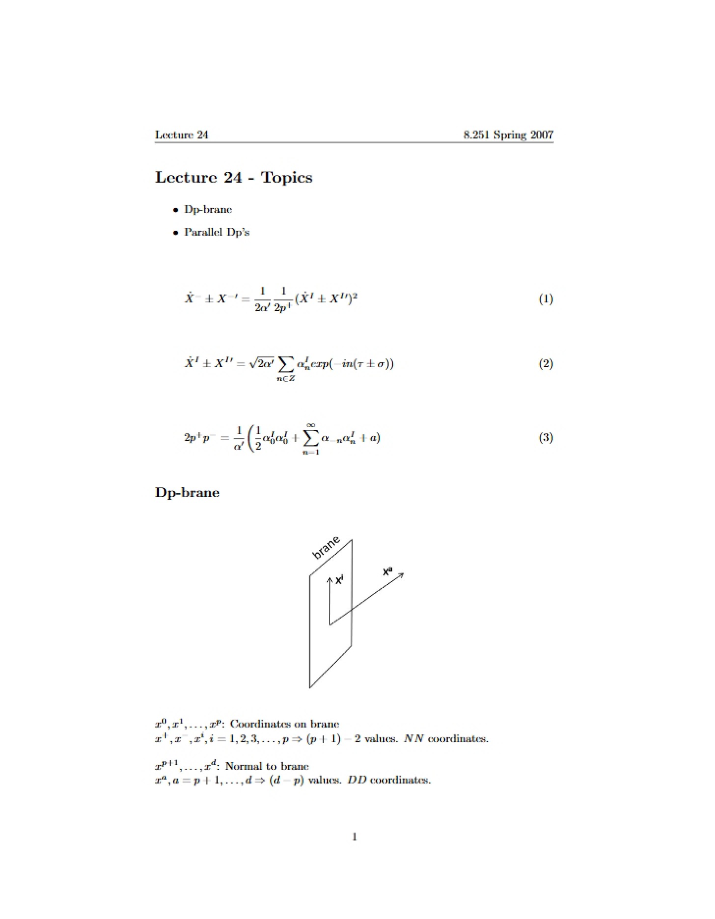 Topics from Lecture Notes