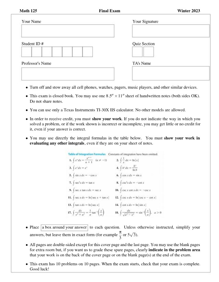 Winter 2023 Final Exam