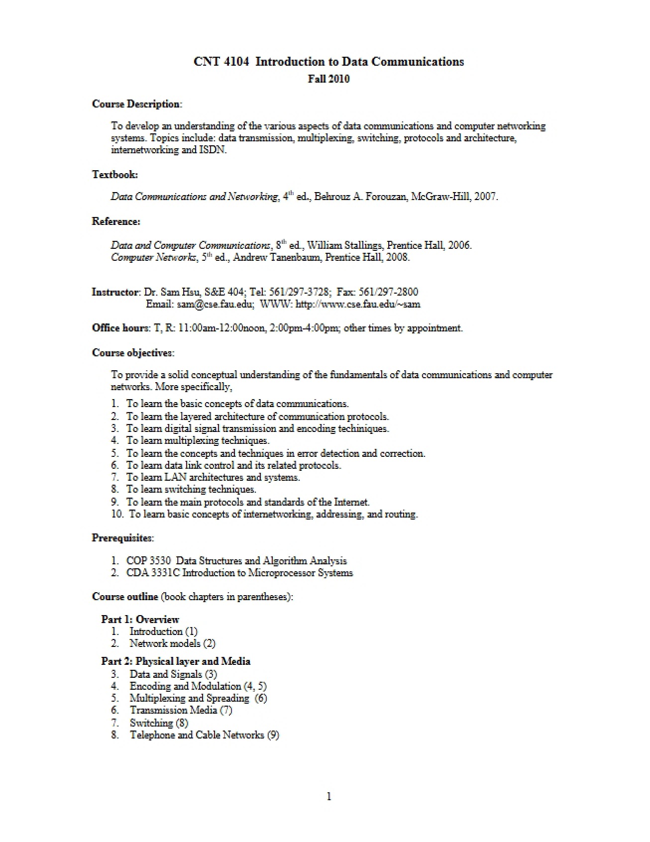 Data Communications Syllabus