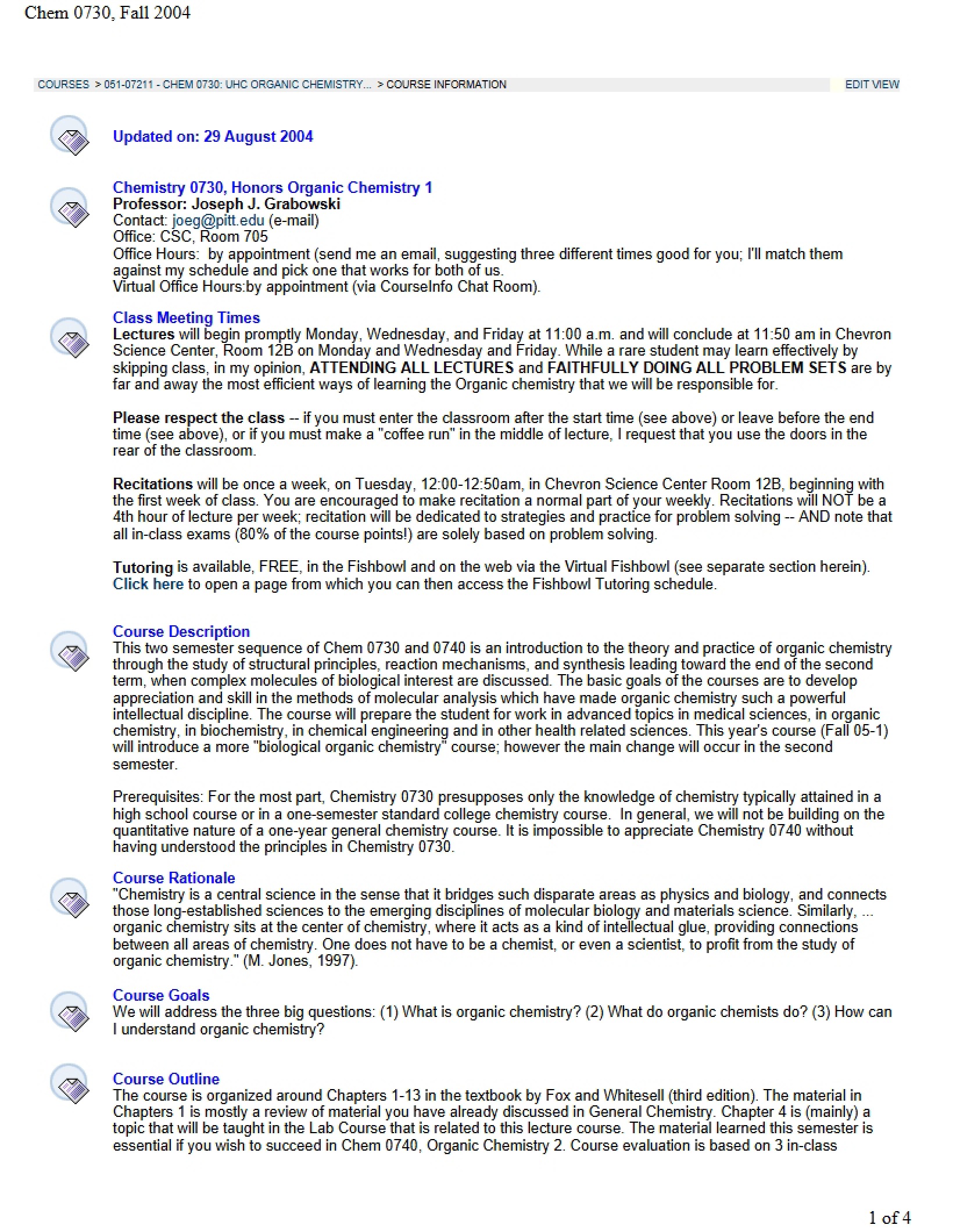 Information for Course