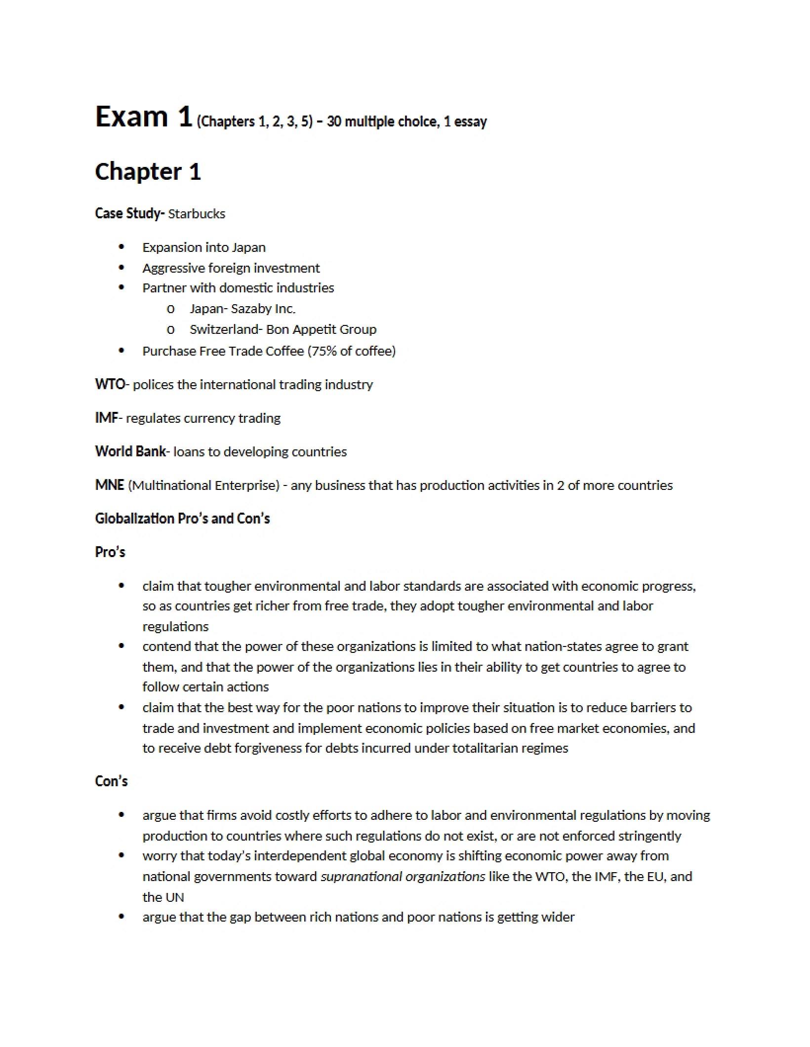 Exam One
