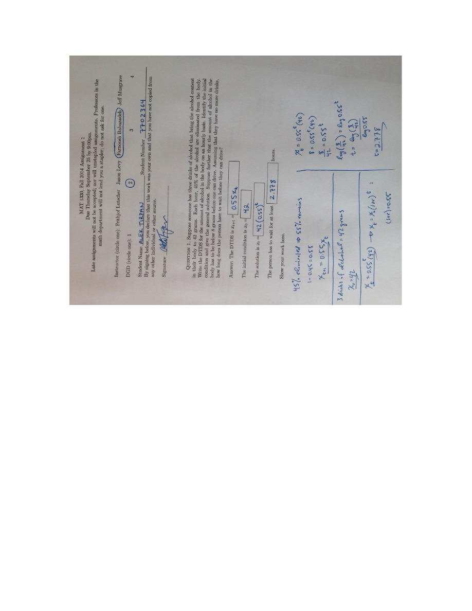 MAT 1330 Fall 2014 Assignment 1 Second Draft