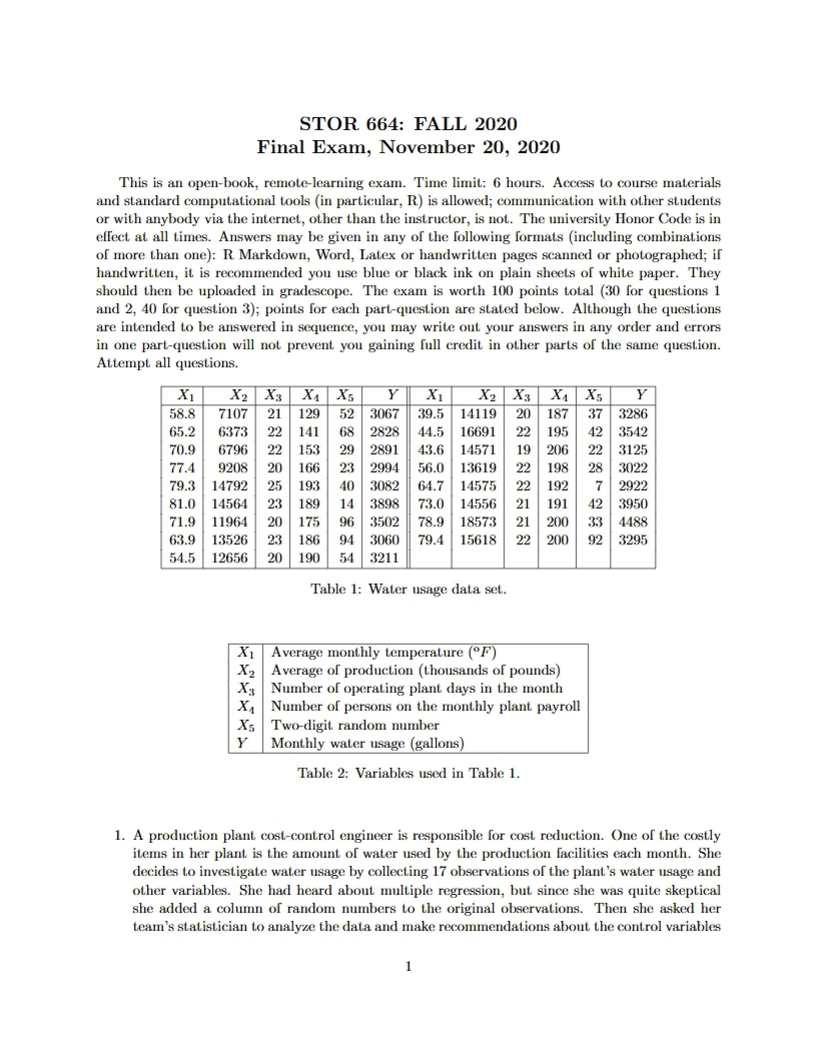 Applied Statistics Final Exam