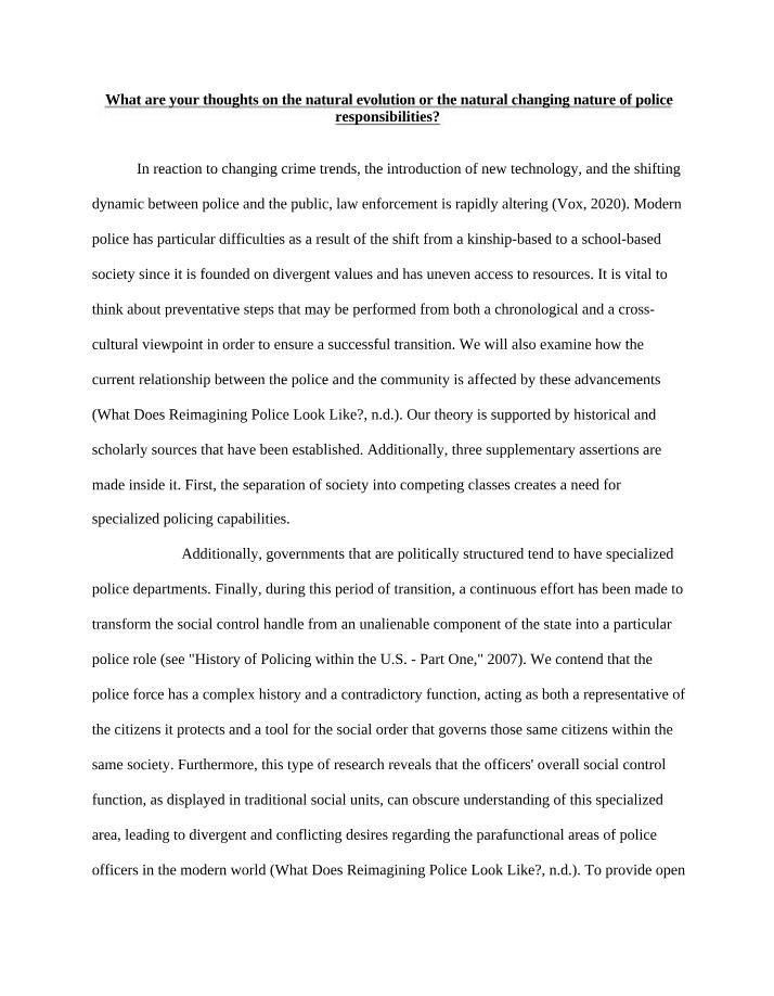 Reflection Essay 1 on Policing