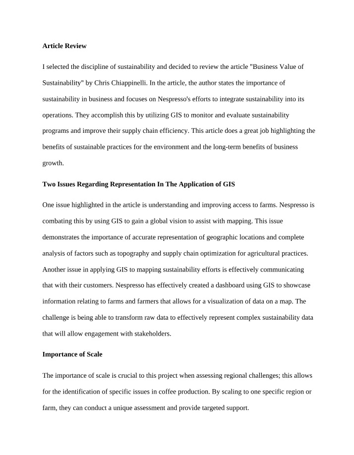 Sustainability Business Value - Article Review