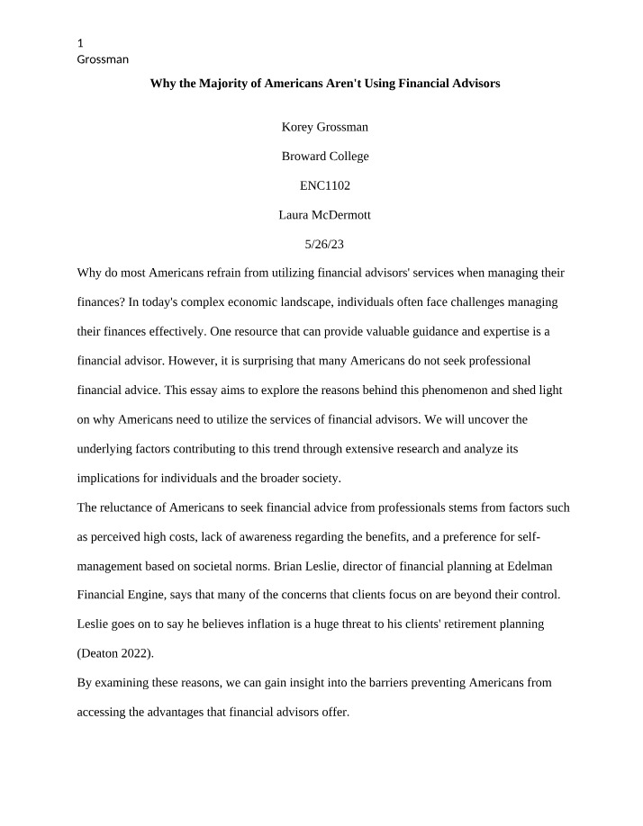 Working Thesis for Essay